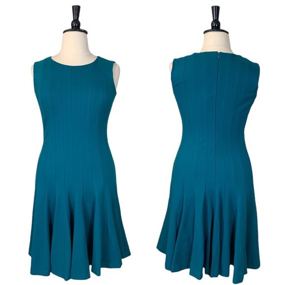 Lands’ End Teal Green/Blue Seamed Sleeveless Fit Flare Ponte Dress Size 14 - Picture 11 of 11
